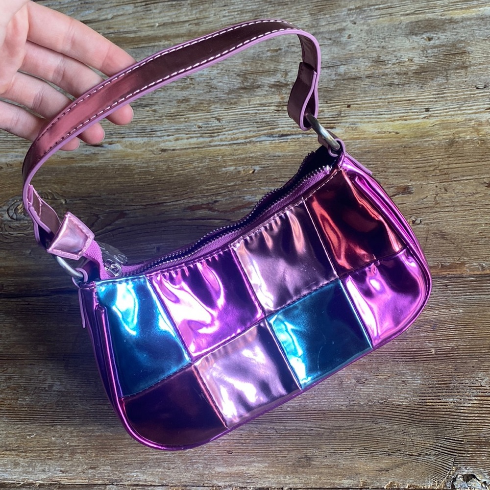 NWOT Delia’s pink metallic patchwork shoulder bag